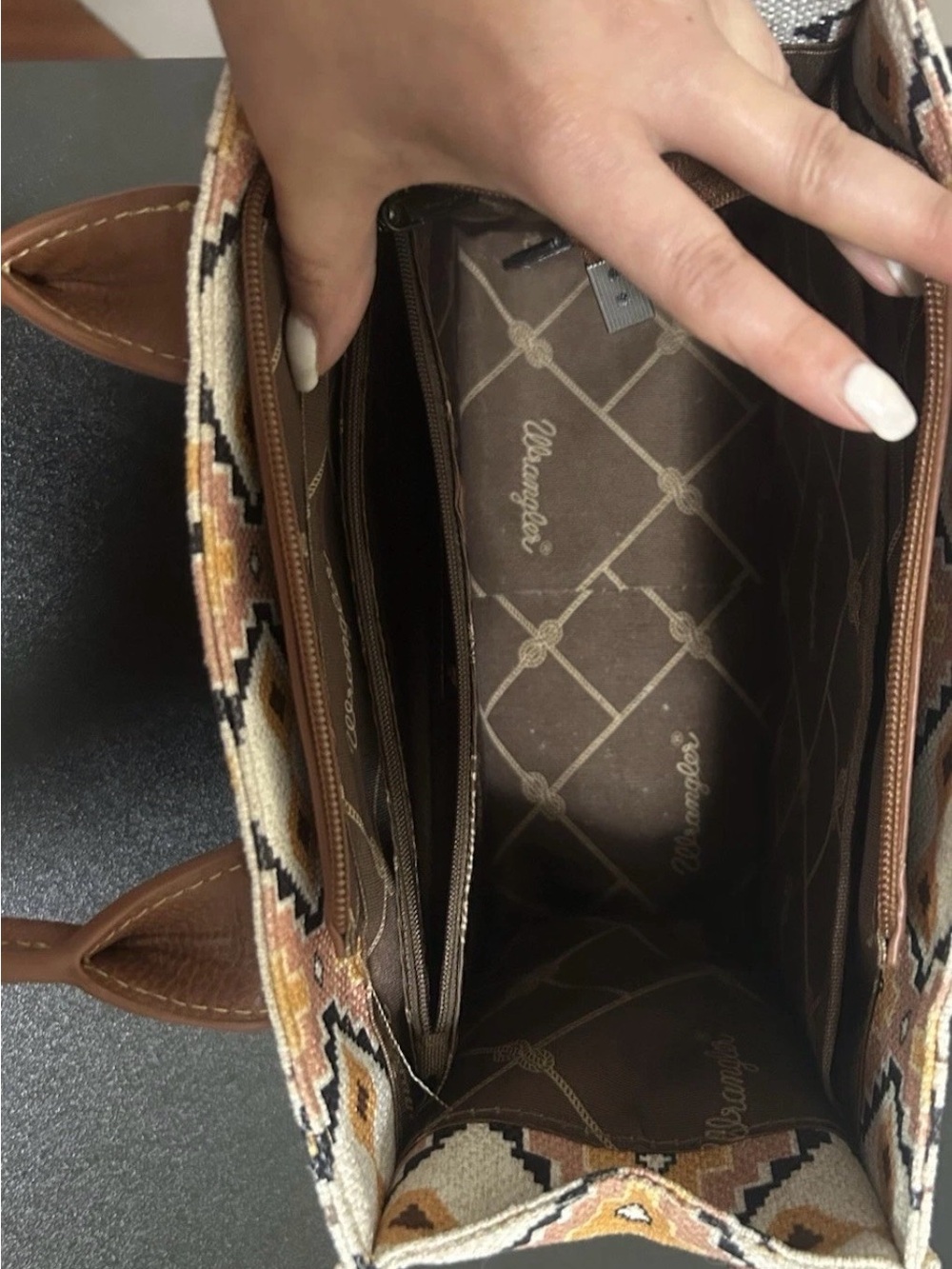 Wrangler Tan & Cream Aztec Patterned Tote - Picture 6 of 9